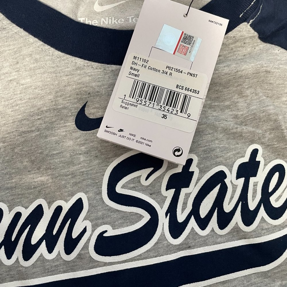 Penn State Baseball Style 3/4 Sleeve Tee Mens Small Nike Dri FIT - Picture 2 of 2